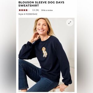 NWT Talbots Navy Sweatshirt with Dog Patch